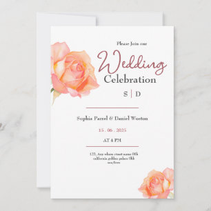 Invitación de boda de rosas rubor de melocotón dor