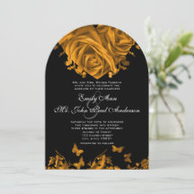Invitación de boda de rosas y mariposas de corazón