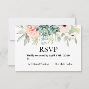Invitación de boda de RSVP de los Succulents
