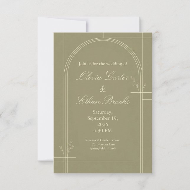 Invitación de Boda de Salvia Botánica (Anverso)