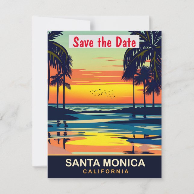 Invitación de boda de Santa Mónica California Palm (Anverso)