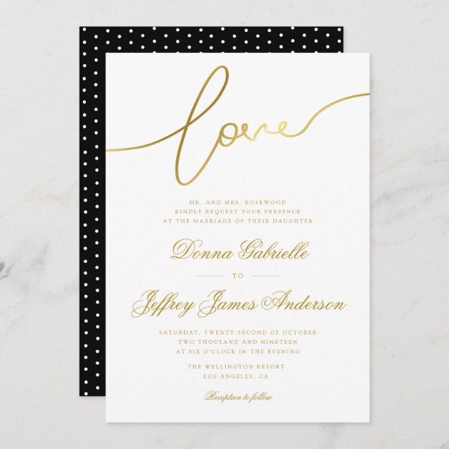 invitación de boda de script adorable (Anverso / Reverso)