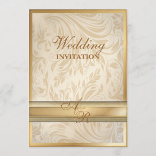 Invitación de boda de seda dorada de champán forma