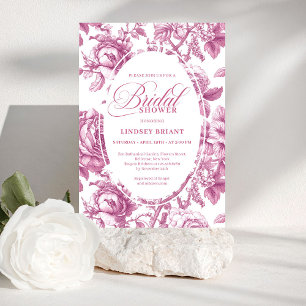Invitación de boda de seda rosa con toque real de 