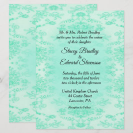Invitación de boda de seda verde menta