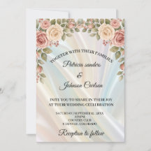 Invitación de boda de seda y flores de primavera