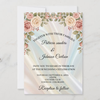 Invitación de boda de seda y flores de primavera