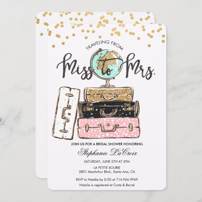 Invitación de boda de Señorita a Señora (Anverso / Reverso)