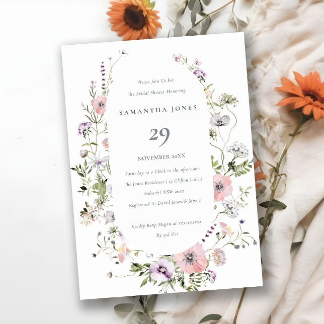 Invitación de Boda de Shower con Marco de Flores S (Subido por el creador)