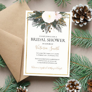 Invitación de boda de shower floral blanco de invi