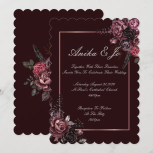 Invitación de boda de shower floral de Borgoña