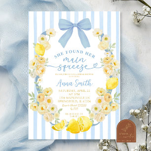 Invitación de boda de shower floral de lazo azul l