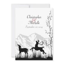 Invitación de Boda de Silhouette Deer and Mountain