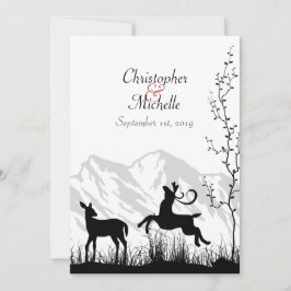 Invitación de Boda de Silhouette Deer and Mountain
