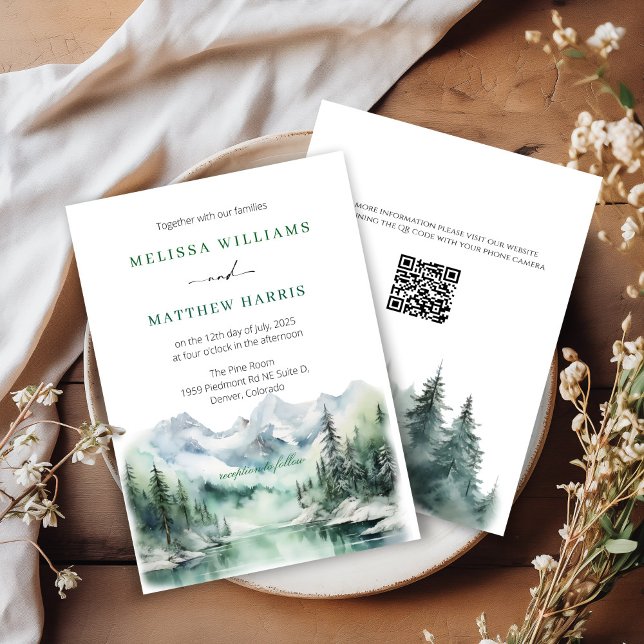 Invitación de Boda de Silueta de Montaña con Códig (Subido por el creador)