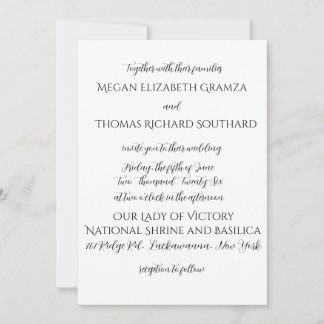 Invitación de boda de simplicidad elegante en negr