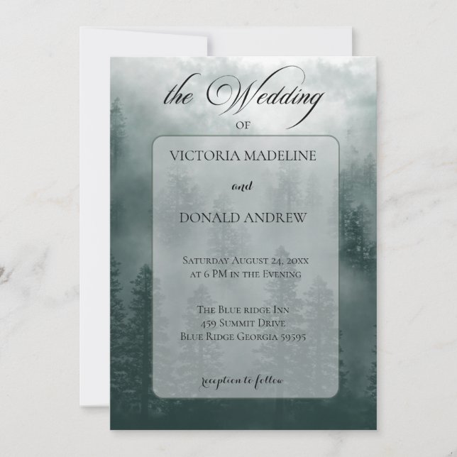 Invitación de boda de Smoky Mountain (Anverso)