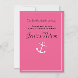 Invitación de boda de soltera náutica con ancla ro