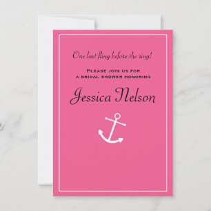 Invitación de boda de soltera náutica con ancla ro