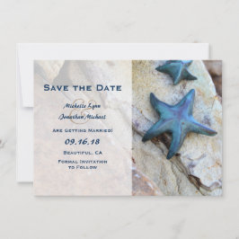 Invitación de boda de Starfish Beach Rocks Save th