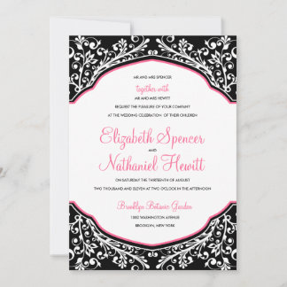 Invitación de boda de sueño marroquí negro/rosa