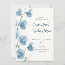 Invitación de boda de Sweet Pea acuarela azul