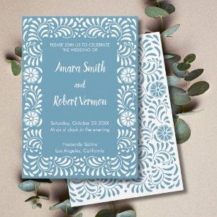 invitación de boda de Talavera Mexicana Azul