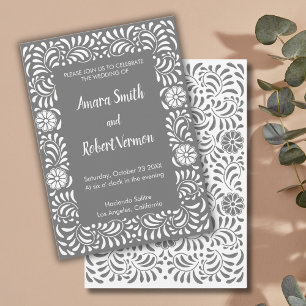 invitación de boda de Talavera Mexicana Gris