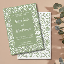 invitación de boda de Talavera mexicana verde