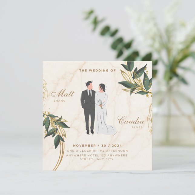 invitación de boda de tarjeta (Anverso de pie)