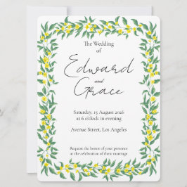 Invitación de boda de tarjeta plana de flor silves