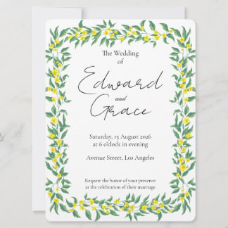 Invitación de boda de tarjeta plana de flor silves