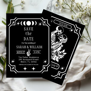 invitación de boda de tarot negro gótico para guar