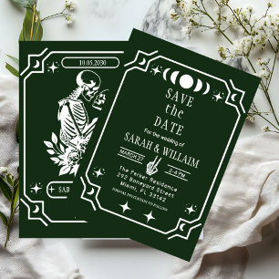 invitación de boda de tarot verde para guardar la