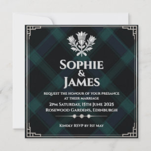 Invitación de boda de Tartán Black Watch Escocés