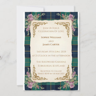 Invitación de boda de Tartán Celta Cardo Escocés
