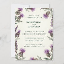 Invitación de boda de tartán celta con cardo escoc