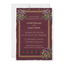 Invitación de boda de tartán celta con cardo escoc