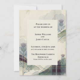 Invitación de boda de tartán de cardo escocés