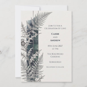 Invitación de boda de tartán de helecho de cardo e