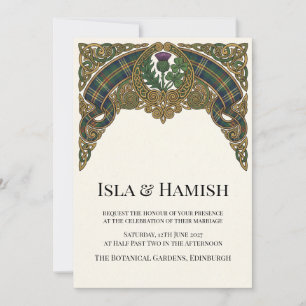 Invitación de boda de tartán escocés