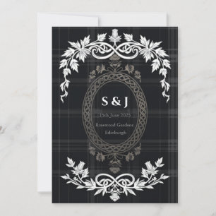 Invitación de boda de tartán escocés Cardo celta