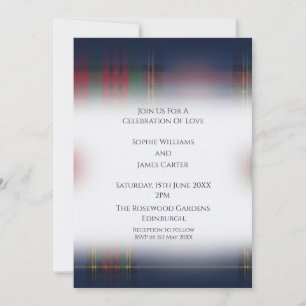Invitación de boda de tartán naval
