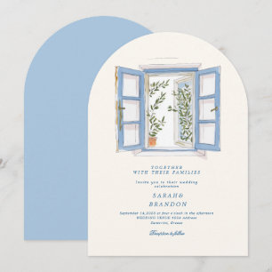 Invitación de boda de teja azul oliva acuarela Gre
