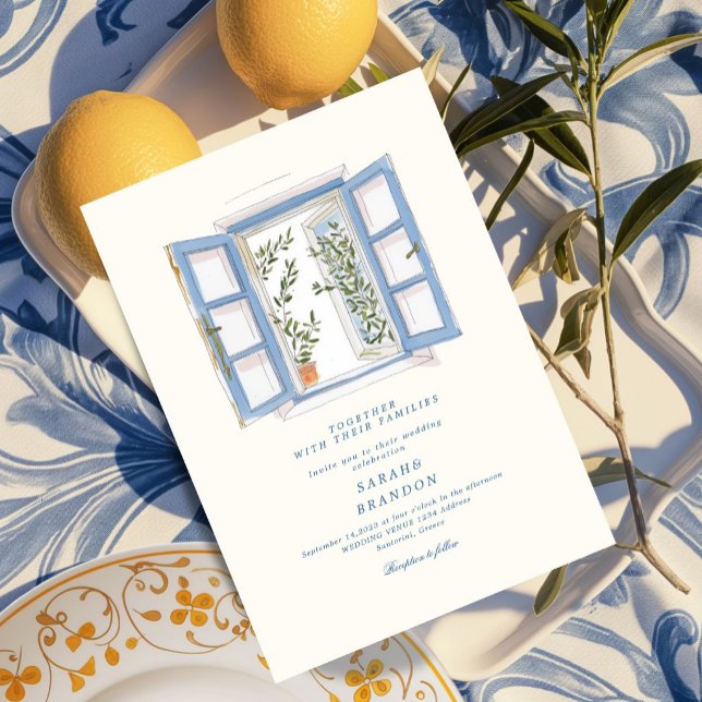 Invitación de boda de teja azul oliva acuarela Gre (Subido por el creador)