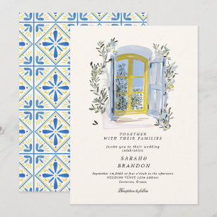 Invitación de boda de teja azul oliva acuarela Gre
