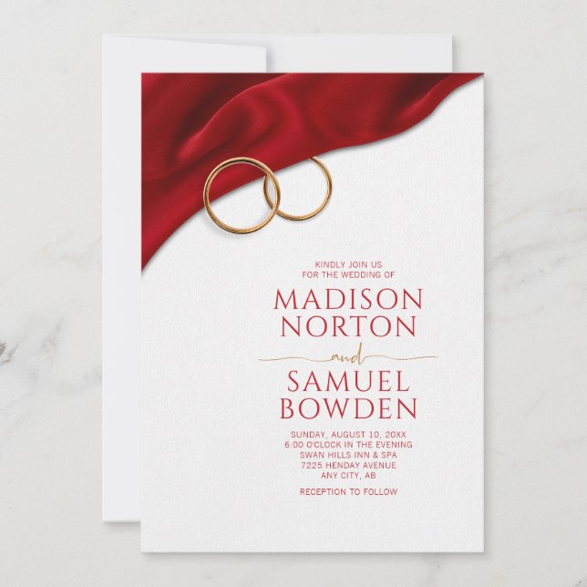 Invitación de boda de terciopelo rojo (Anverso)