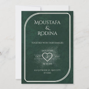 Invitación de boda de terciopelo verde esmeralda