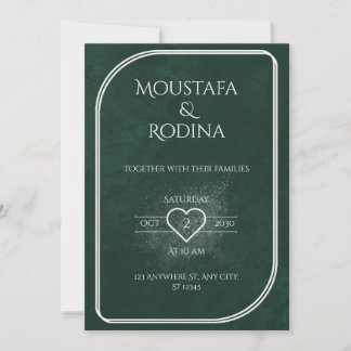 Invitación de boda de terciopelo verde esmeralda