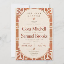 Invitación de boda de terracota Art Deco